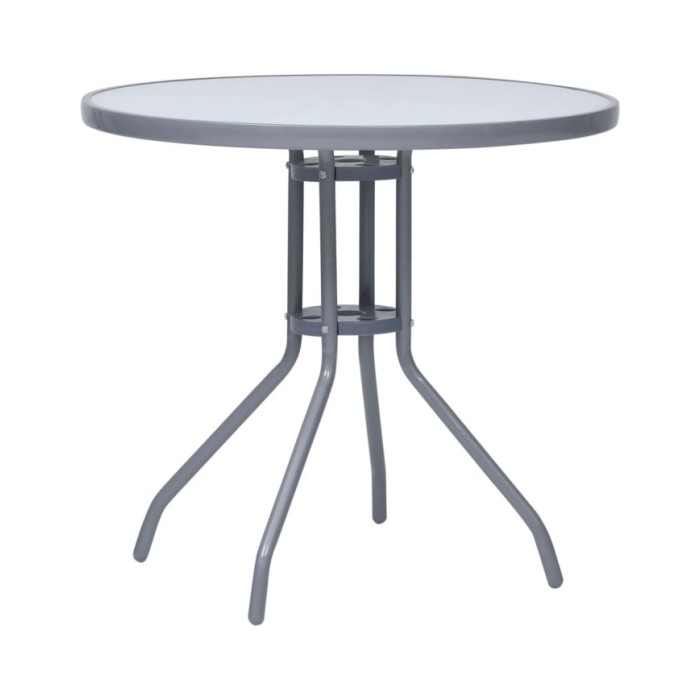 Table de jardin Gris clair 80 cm Acier et verre