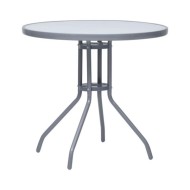 Table de jardin Gris clair 80 cm Acier et verre