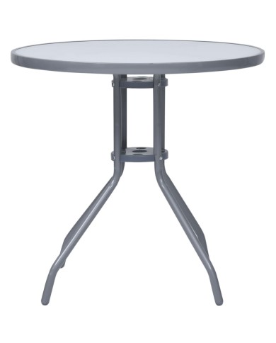 Table de jardin Gris clair 80 cm Acier et verre