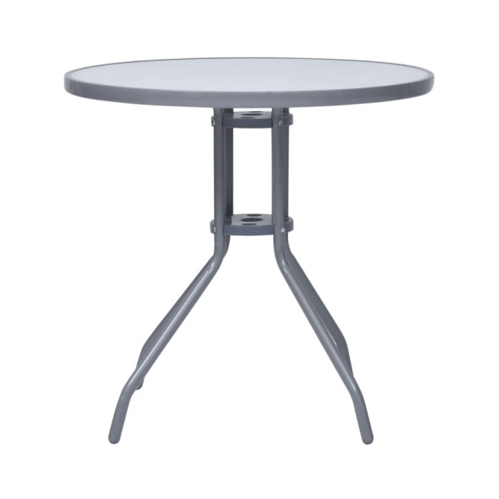 Table de jardin Gris clair 80 cm Acier et verre