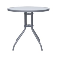 Table de jardin Gris clair 80 cm Acier et verre
