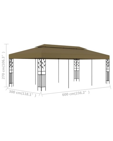 Chapiteau 6x3 m Taupe 180 g/m²