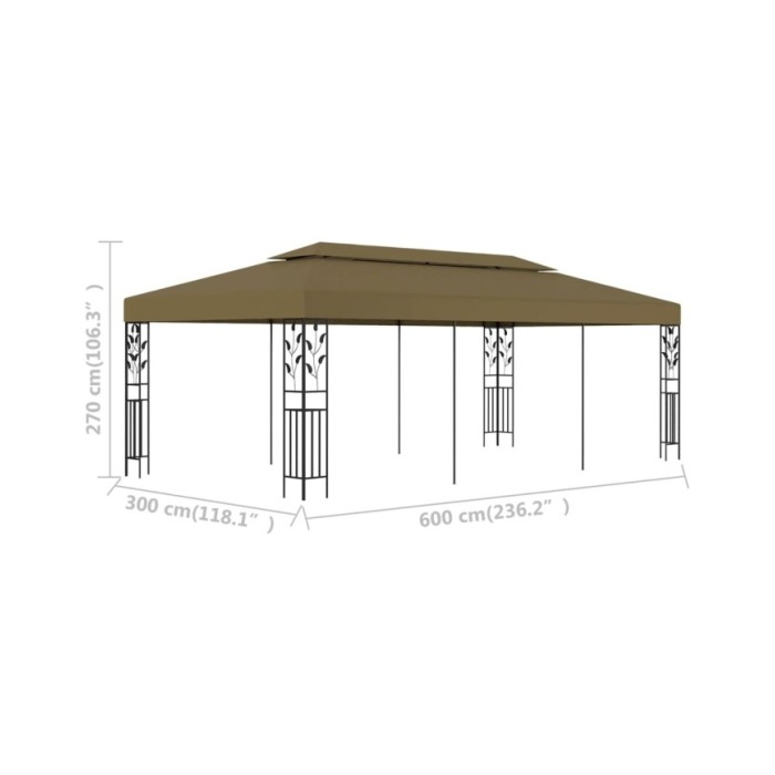 Chapiteau 6x3 m Taupe 180 g/m²