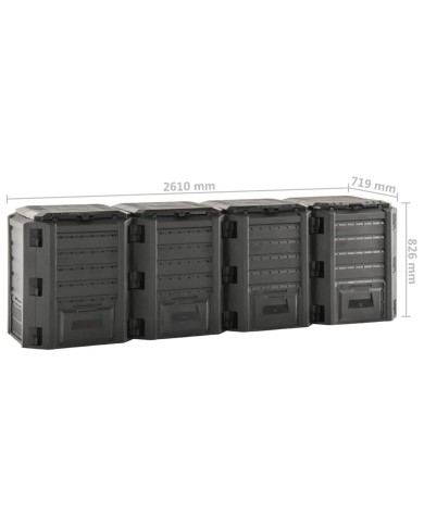 Composteur de jardin Noir 1600 L