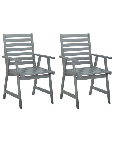 Chaises de salle à manger d'extérieur 2 pcs Gris Bois d'acacia
