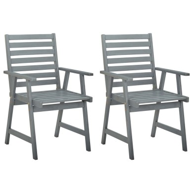 Chaises de salle à manger d'extérieur 2 pcs Gris Bois d'acacia