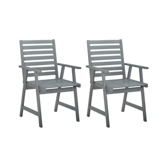 Chaises de salle à manger d'extérieur 2 pcs Gris Bois d'acacia