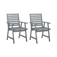 Chaises de salle à manger d'extérieur 2 pcs Gris Bois d'acacia