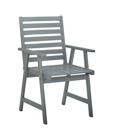 Chaises de salle à manger d'extérieur 2 pcs Gris Bois d'acacia