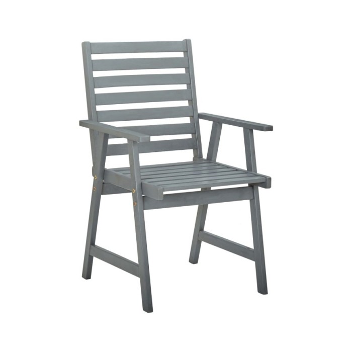 Chaises de salle à manger d'extérieur 2 pcs Gris Bois d'acacia