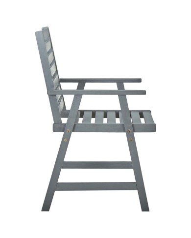 Chaises de salle à manger d'extérieur 2 pcs Gris Bois d'acacia