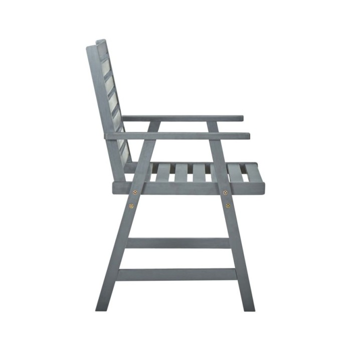 Chaises de salle à manger d'extérieur 2 pcs Gris Bois d'acacia