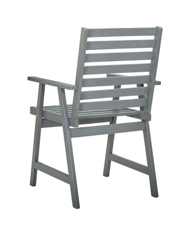 Chaises de salle à manger d'extérieur 2 pcs Gris Bois d'acacia