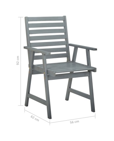 Chaises de salle à manger d'extérieur 2 pcs Gris Bois d'acacia