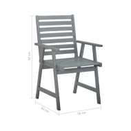 Chaises de salle à manger d'extérieur 2 pcs Gris Bois d'acacia