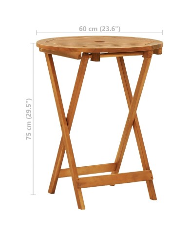 Table de jardin pliable Ø60x75 cm Bois d'eucalyptus solide