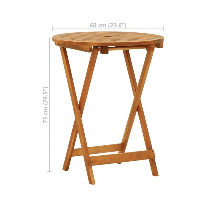 Table de jardin pliable Ø60x75 cm Bois d'eucalyptus solide