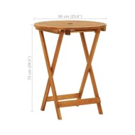 Table de jardin pliable Ø60x75 cm Bois d'eucalyptus solide