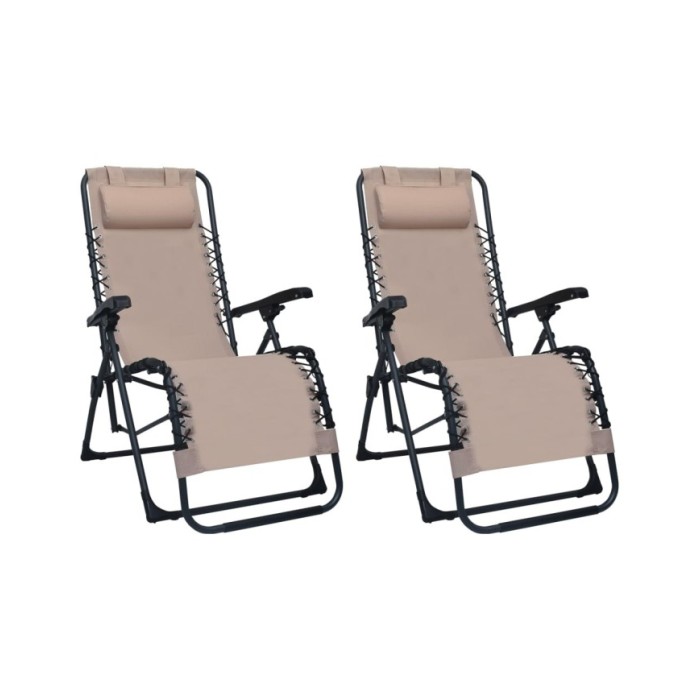 Chaises pliables de terrasse 2 pcs Taupe Textilène