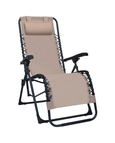 Chaises pliables de terrasse 2 pcs Taupe Textilène