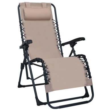 Chaises pliables de terrasse 2 pcs Taupe Textilène