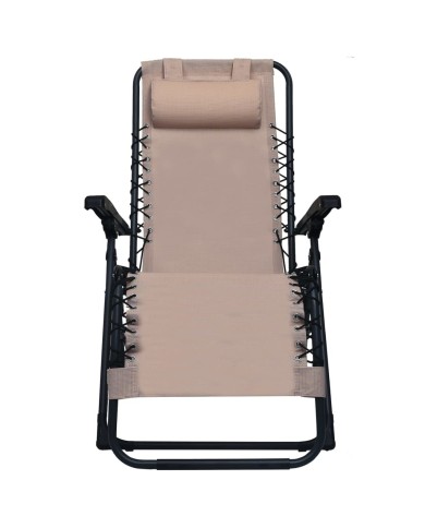 Chaises pliables de terrasse 2 pcs Taupe Textilène