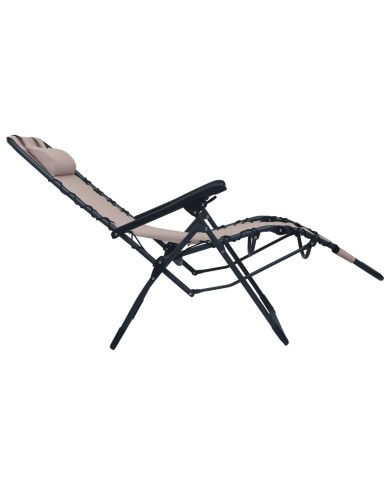 Chaises pliables de terrasse 2 pcs Taupe Textilène