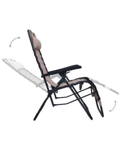 Chaises pliables de terrasse 2 pcs Taupe Textilène
