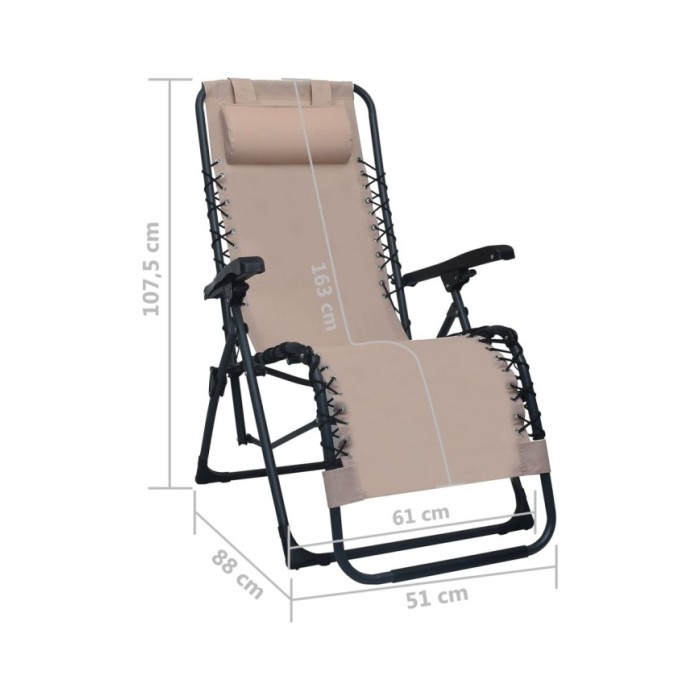 Chaises pliables de terrasse 2 pcs Taupe Textilène