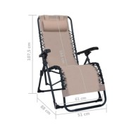 Chaises pliables de terrasse 2 pcs Taupe Textilène