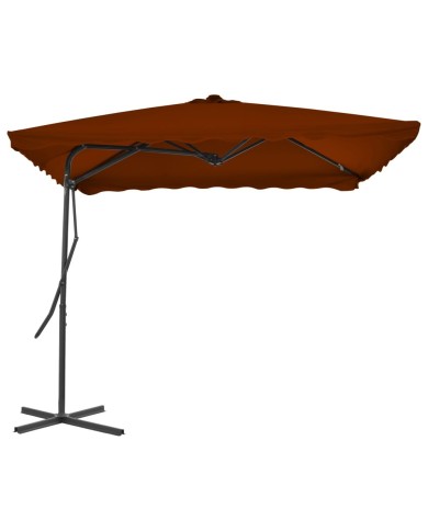 Parasol d'extérieur avec mât en acier Terre cuite 250x250x230cm