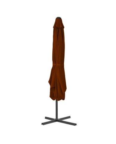 Parasol d'extérieur avec mât en acier Terre cuite 250x250x230cm